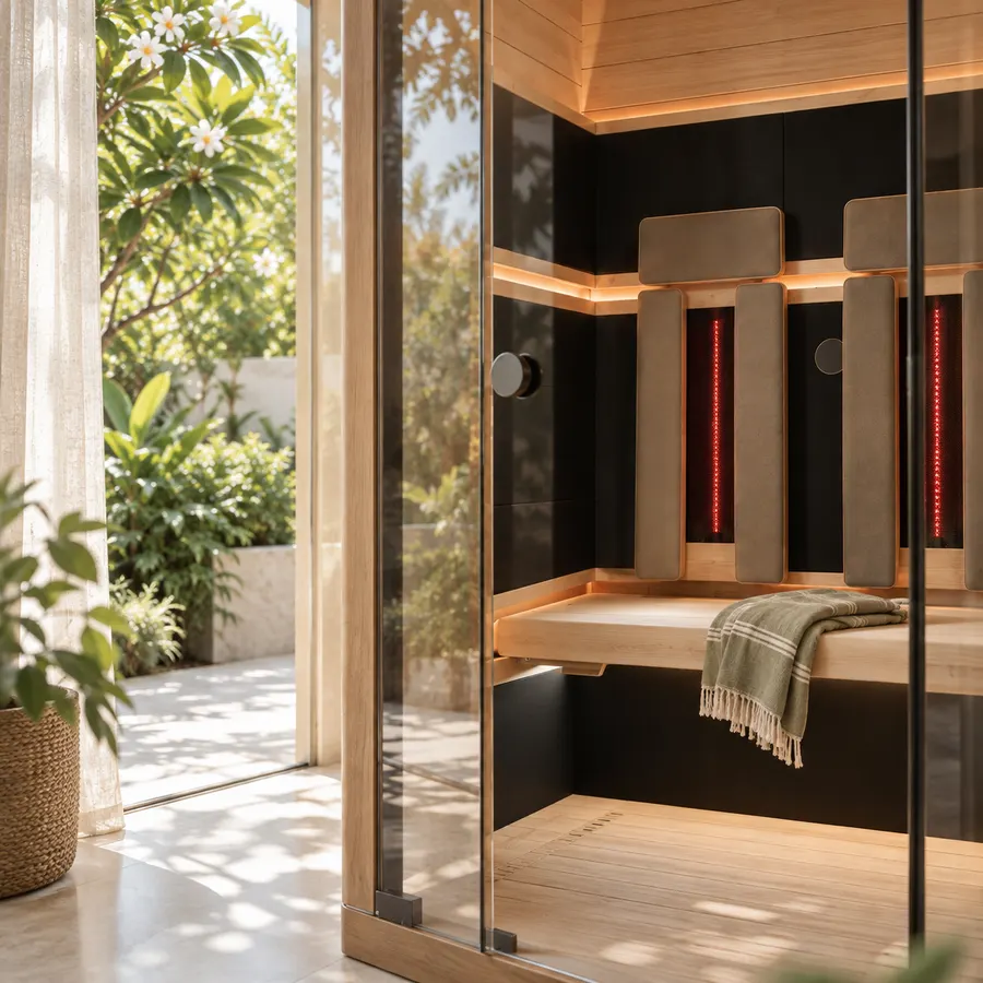 Orans infrared sauna in a sunlit room